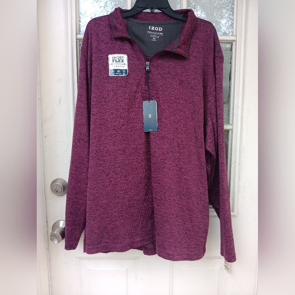 Izod Maroon Sport Flex Quarter-Zip Pullover